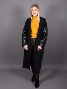 Veste longue avec manches en simili-cuir Puane - noir