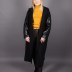 Veste longue avec manches en simili-cuir Puane - noir