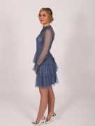 Robe courte pointillé Dans - bleu 